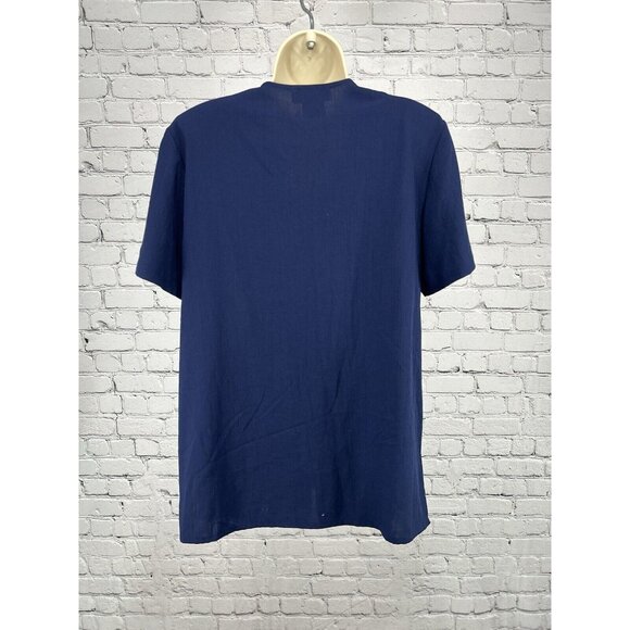 VTG CM Shapes Floral Colorful Button Shoulder Pad Short Sleeve Tunic Blouse M - Picture 2 of 9